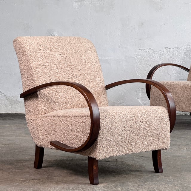 Beige H-410 Chairs by Jindrich Halabala for Up Závody, 1930s, Set of 2 For Sale - Image 8 of 12