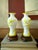 Chinoiserie Pair of Mid-Century Peking Glass Vases With Carved Yellow Floral and Butterfly Motif | Chinese Overlay Glass on Wood Stands For Sale - Image 3 of 10