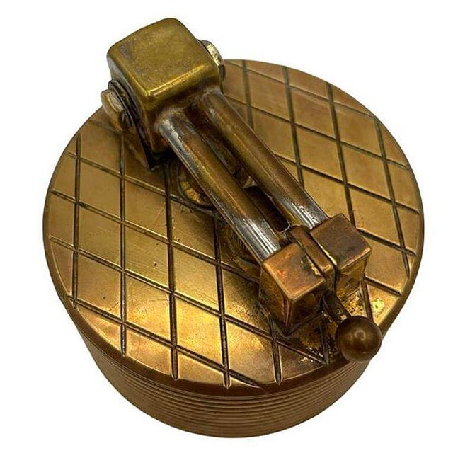 Mid-Century "Brilux" for Dunhill Brass Lift-Arm Table Lighter, Switzerland For Sale - Image 4 of 11