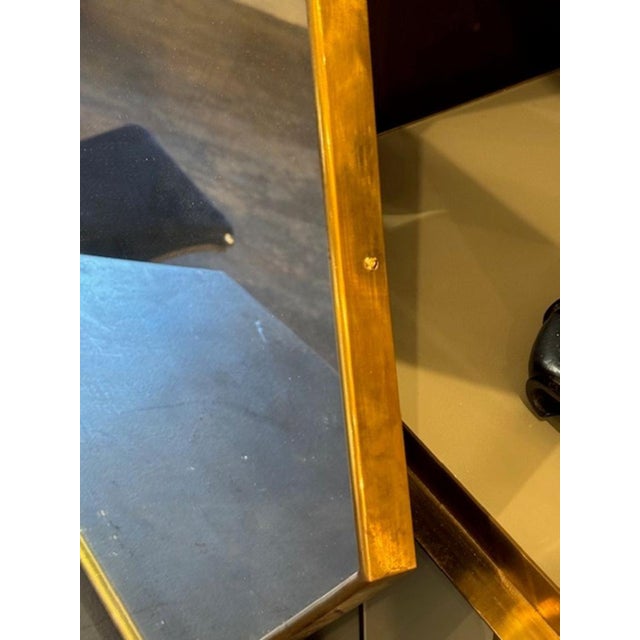 Early 21st Century Pair of Italian Hex Brass Mirrors For Sale - Image 5 of 7