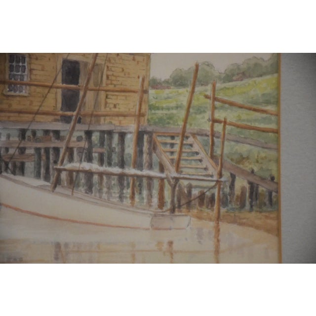 Watercolor Harbor Painting For Sale In Boston - Image 6 of 7