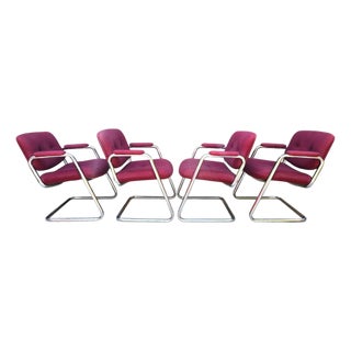 4 Mid Century Cantilevered Chairs For Sale