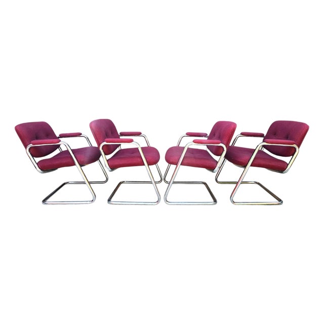 4 Mid Century Cantilevered Chairs For Sale