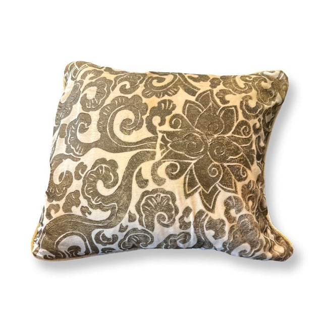 Abstract Vintage Fortuny Velvet Pillows - A Pair For Sale - Image 3 of 3