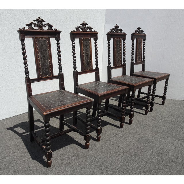 Gorgeous Chairs in Good Vintage Condition. Solid and Firm. There is wear that is usual for their age. Please study the...