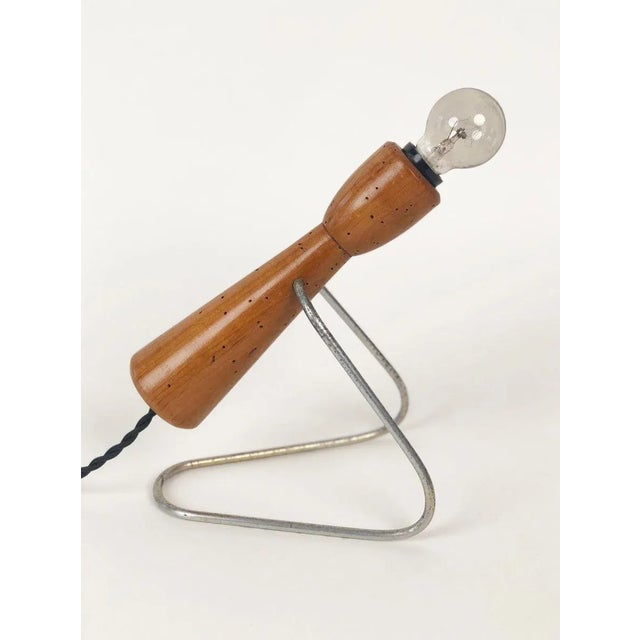 Mid-Century Table Lamp with Shade in Andrew Marten Linen, 1950s For Sale - Image 4 of 15