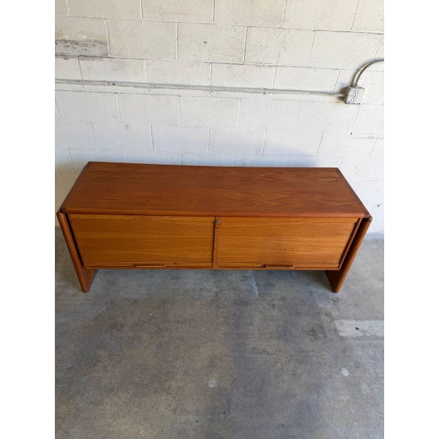 Dyrlund Teak Credenza Storage Buffet Sideboard Filing Cabinet Tambour Doors Denmark 1970s For Sale - Image 13 of 13