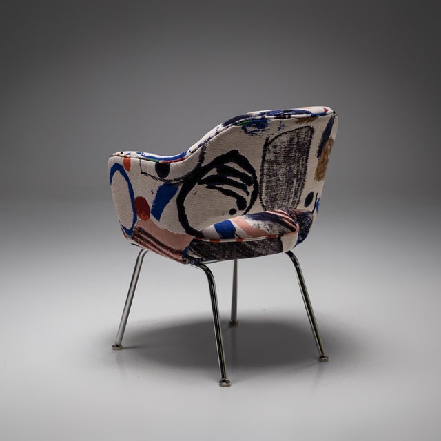 Model 71 Dining Chair by Eero Saarinen for Knoll with Upholstery from Pierre Frey, 1960s For Sale - Image 4 of 11