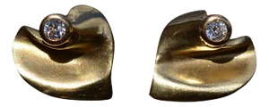 The Markwood: Yellow Gold Stud Earrings with CZ, 2 Pieces