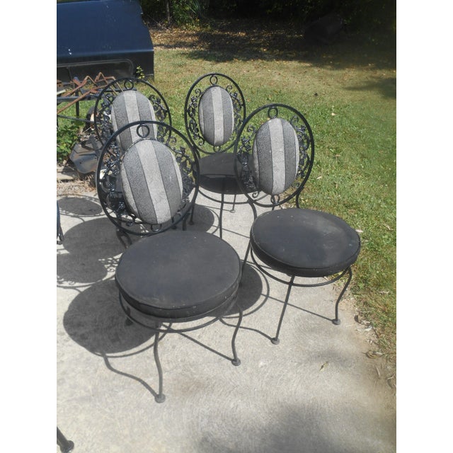 Vintage 1960's Russell Woodard Wrought Iron Patio Set For Sale - Image 4 of 8