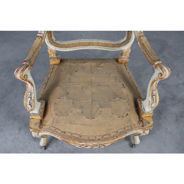 Antique French Louis XV Armchair in Carved Wood, 1800s For Sale - Image 11 of 14