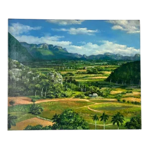 Vintage Y. Esturo C. " Valle of Vinales" Oil Landscape Painting
