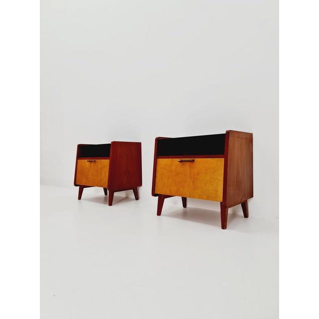 Mid-Century German Nightstands / Bedside Tables with Glass Tops from Wk Möbel, 1960s, Set of 2 For Sale - Image 6 of 11