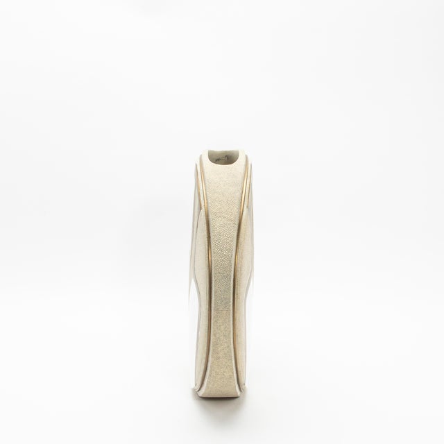 Brass Modern Vase in Shagreen With Mother of Pearl and Brass Details by R&y Augousti For Sale - Image 8 of 12