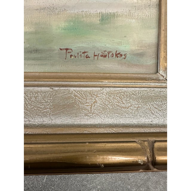 Contemporary 1950s Mid Century Perlita Stokes Plein Air Painting Landscape Oil Board Gilt Wood Frame California Impressionism For Sale - Image 3 of 12