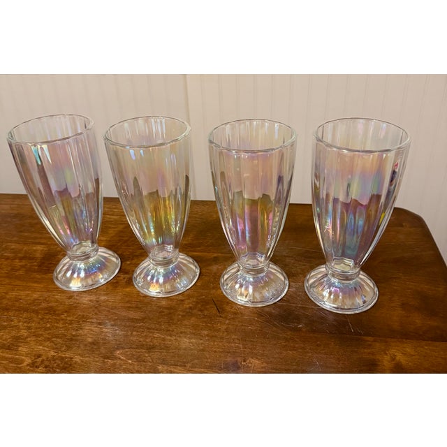 Glass Soda Fountain Iridescent Glasses For Sale - Image 7 of 12
