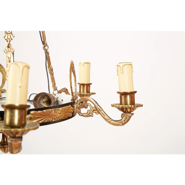 Antique Brass Chandelier For Sale - Image 6 of 9