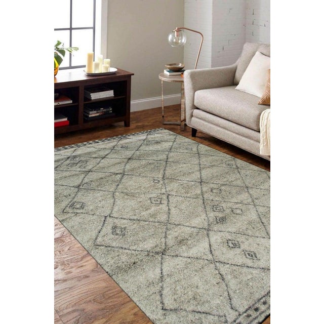 8x10 Gray Hand-Knotted Wool Diamond Motif Geometric Modern Carpet Rug For Sale - Image 12 of 13