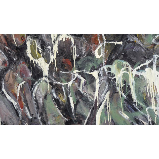 Large Scale Neo-Expressionist Figurative Composition in Oil on Canvas Compelling and large scale neo-expressionist...