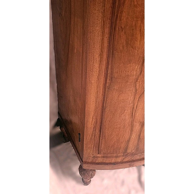 Antique French Burl Walnut Armoire Wardrobe Mirror Carved Cabinet Circas 1920s For Sale - Image 12 of 18
