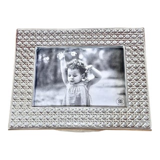 Beatriz Ball Faux Cane Pewter Picture Frame For Sale