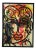 Peter Keil, Large Abstract Face Mixed-Media Painting, 1980s For Sale