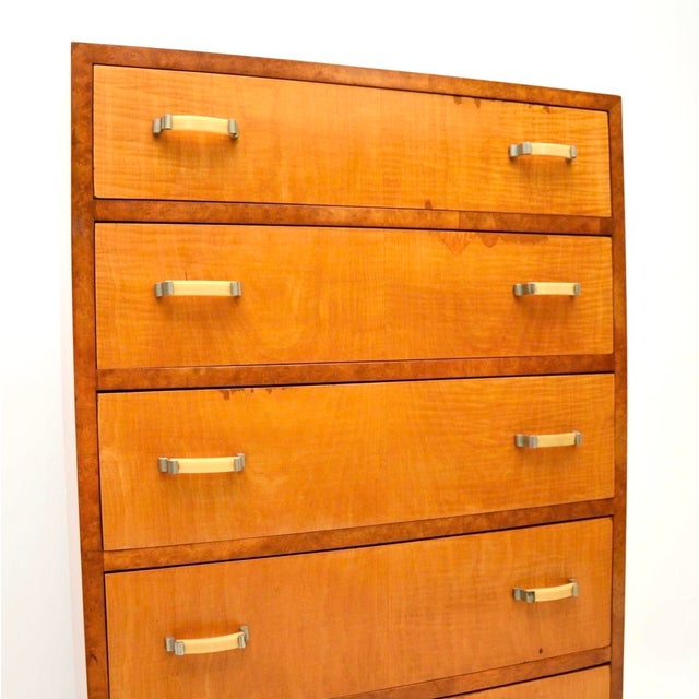 Brown Art Deco Satinwood and Walnut Chest of Drawers, 1930s For Sale - Image 8 of 11