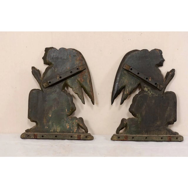 19th Century Italian Painted Wood Angel Plaques - a Pair For Sale - Image 9 of 11