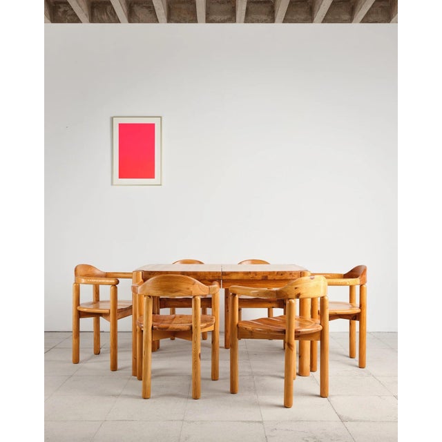 Brutalist Brutalist Pine Dining Set with Extendable Dining Table and Armchairs by Rainer Daumiller for Hirtshals Savværk, Denmark, 1970s, Set of 7 For Sale - Image 3 of 18