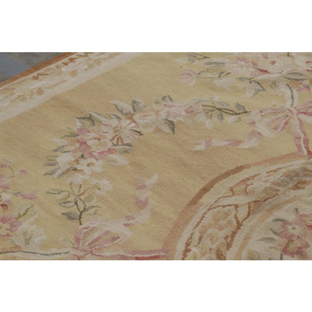 2010s Rug & Kilim’s Aubusson Style Rug in Gold and Beige With Floral Medallion For Sale - Image 5 of 9