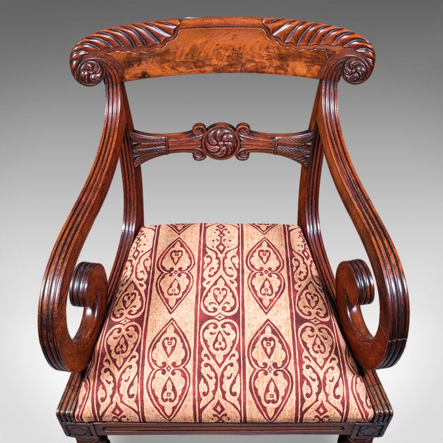 Wood Pair of Antique Morning Room Elbow Chairs, English, Reception Seat, William IV For Sale - Image 7 of 12