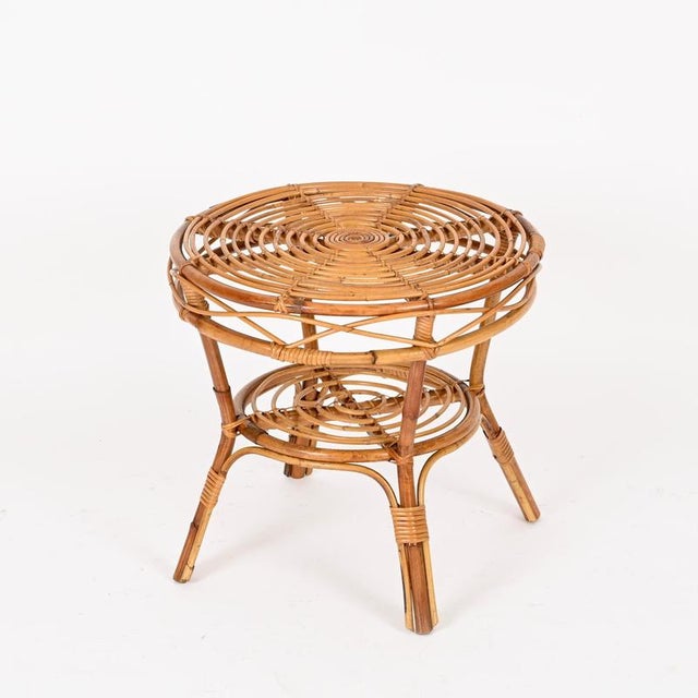 French Riviera Style Rattan and Woven Wicker Coffee Table, Italy, 1970s For Sale - Image 3 of 12