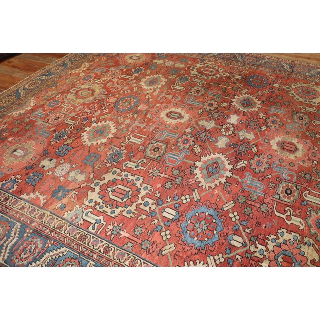 Early 20th Century Antique Zabihi Collection Persian Heriz Rug - 12'3" x 15'6" For Sale - Image 5 of 12