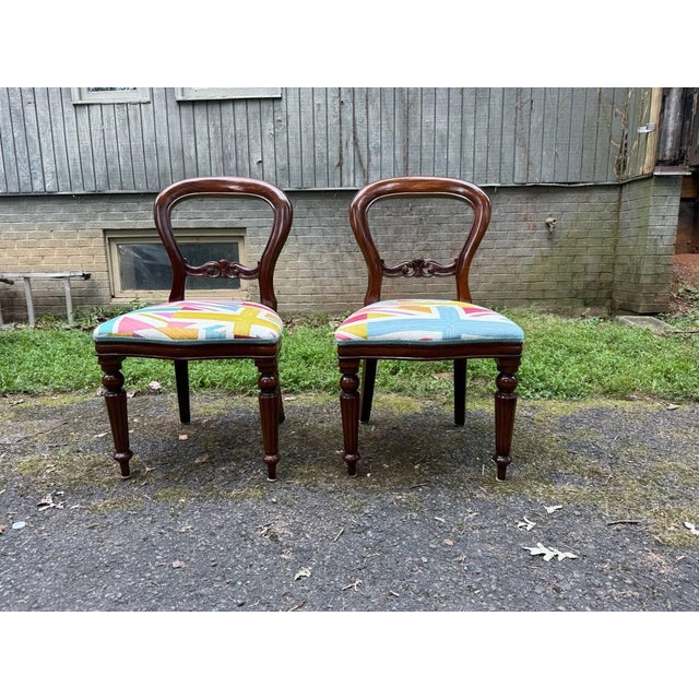 Brown Victorian Style Balloon Back Dining Chairs. Set of 8 For Sale - Image 8 of 18