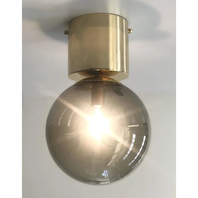 Not Yet Made - Made To Order 21st Century Italian Uno Polished Brass and Smoky Murano Globe Flush Mount by Fabio LTD For Sale - Image 5 of 6