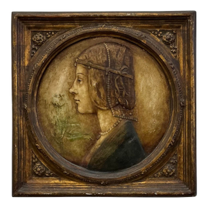 Vintage Italian Plaster Base-Relief of Lady Beatriche D’Este