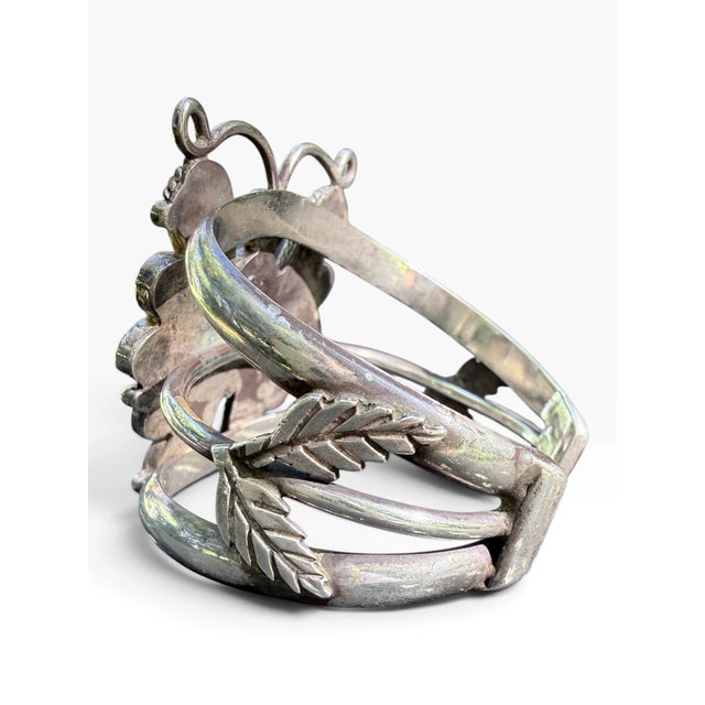 Vintage Navajo Style Sterling Silver Turquoise & Spiny Oyster Butterfly Cuff Bracelet For Sale - Image 4 of 12