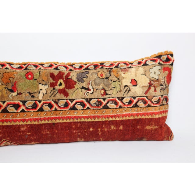 Authentic Handwoven Rug Pillow Cover – Home Décor in Red & Warm Color Tones -14'' X 37'' For Sale In Tampa - Image 6 of 10