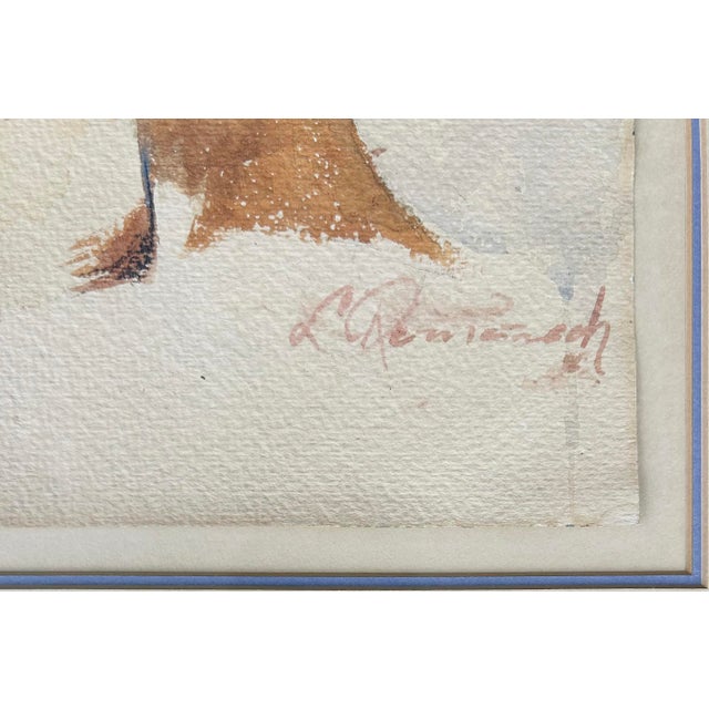 Mid-Century Modern Mid 20th Century Watercolor Gouache Painting of a Portrait of a Young Woman by Leopoldo Romañach For Sale - Image 3 of 4