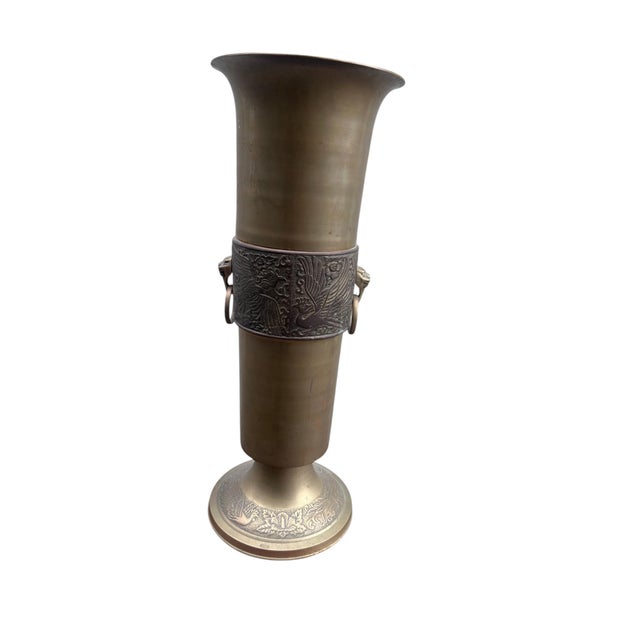 Mid 20th Century Chinese Brass Vase or Umbrella Holder For Sale - Image 10 of 16
