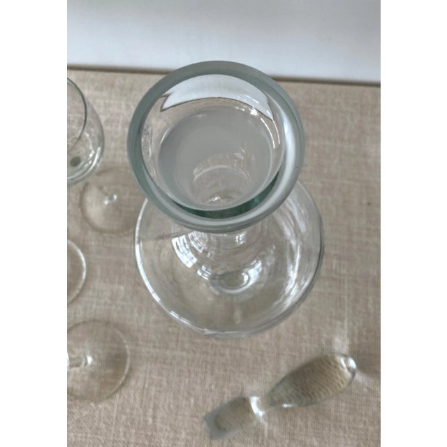 Art Nouveau Vintage Hand Cut Blown Glass Decanter & 11 Glasses Set For Sale - Image 3 of 9