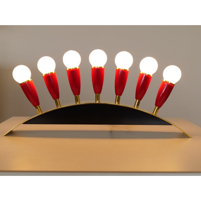 Mid-Century Brass Lamp, 1950s For Sale - Image 4 of 8