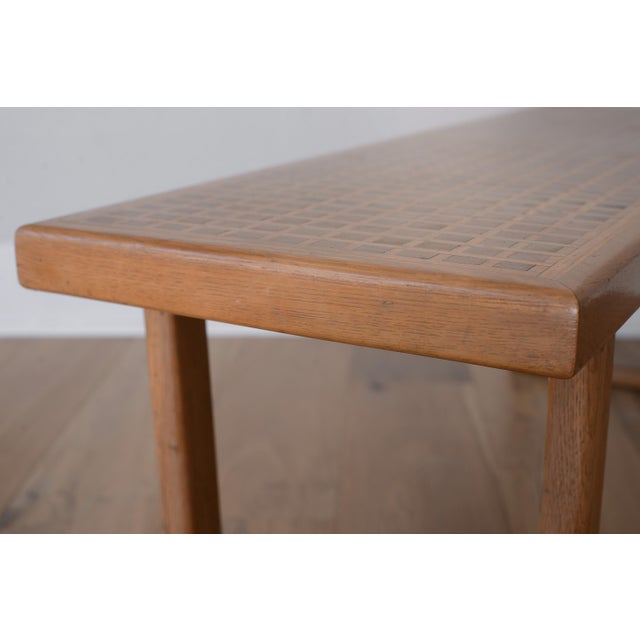 Mid Century Modern Square Pattern Inlay Wood Bench For Sale - Image 11 of 13
