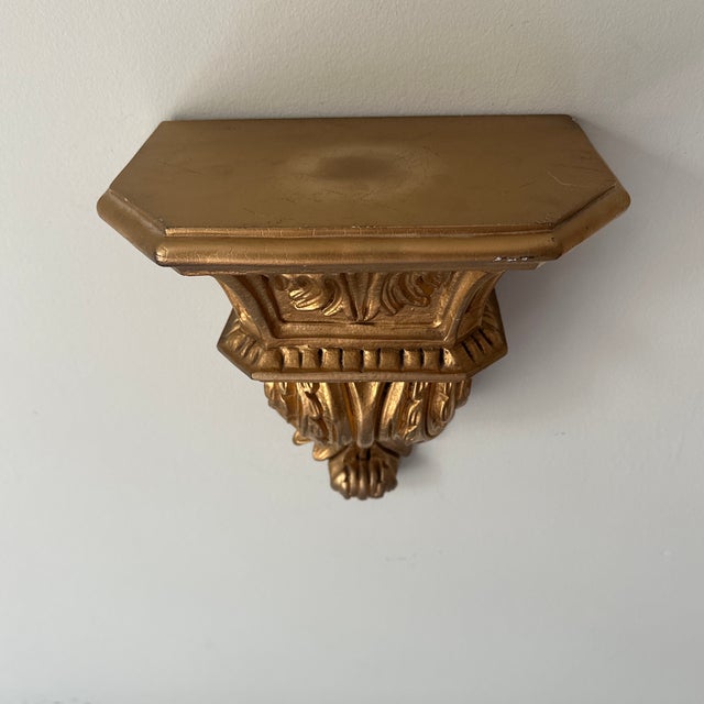 Vintage Large Gold Ceramic Wall Bracket Shelf For Sale In Nashville - Image 6 of 9