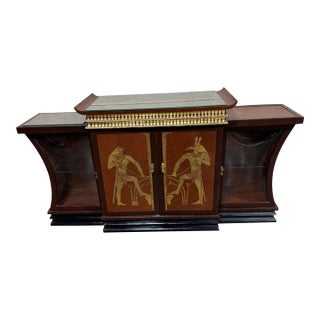 Chippy Art Deco Boho Egyptian Motif Server Bar For Sale