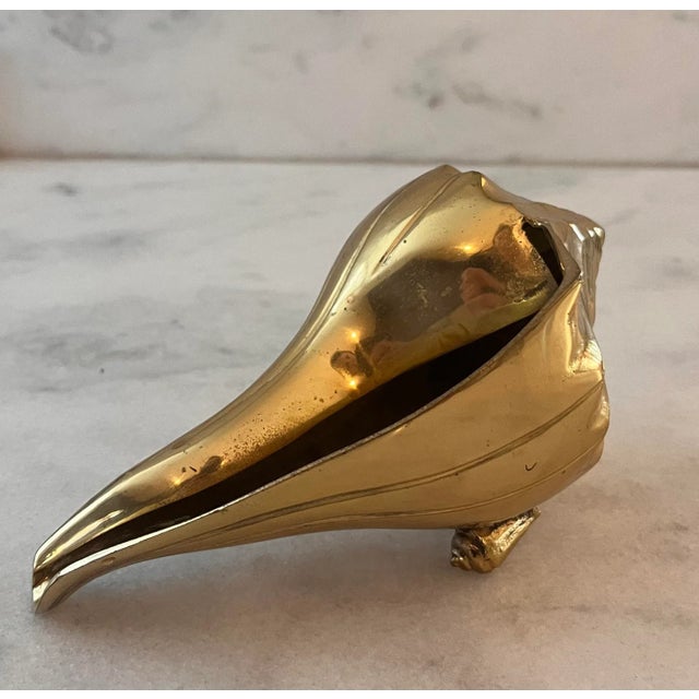 Vintage Large Brass Seashell For Sale - Image 4 of 11