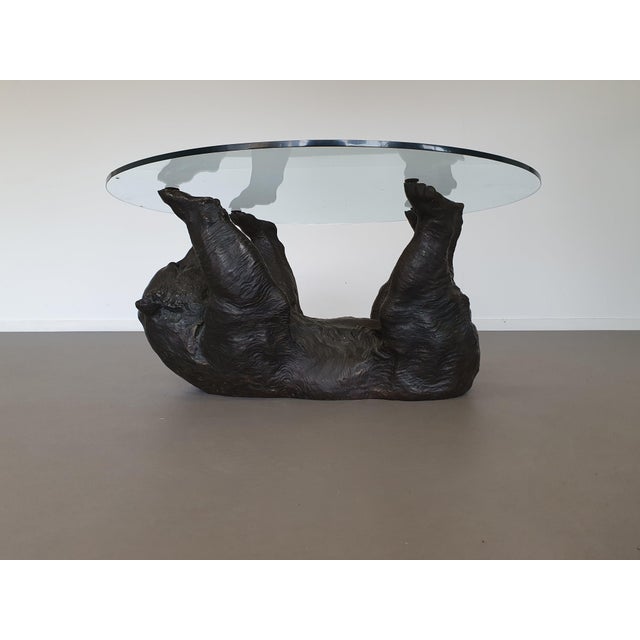 Well detailed bronze bear coffee table 1970s Measurements bronze bear weight 65 kg width 80 cm height 40 cm depth 43 cm