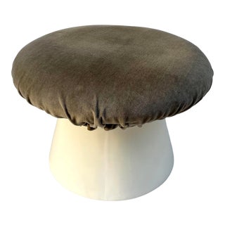 Mid-Century Fiberglass Upholstered Mushroom Ottoman Stool For Sale
