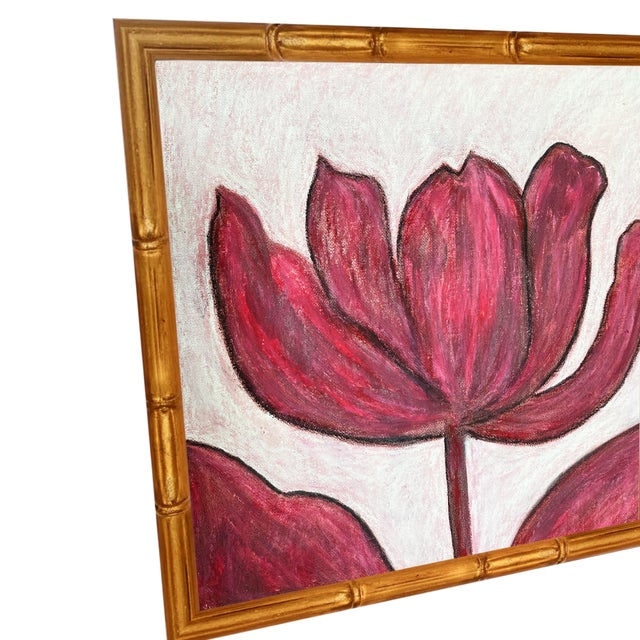 Original hand-painted artwork by artist Tatiana Duperault Deep Red and pink color palette — perfect for feminine spaces...