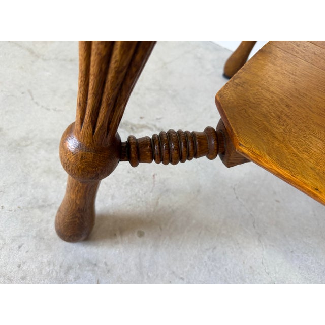 Antique French Farmhouse Turned Oak Wood Accent Table With Lower Shelf For Sale In Miami - Image 6 of 12
